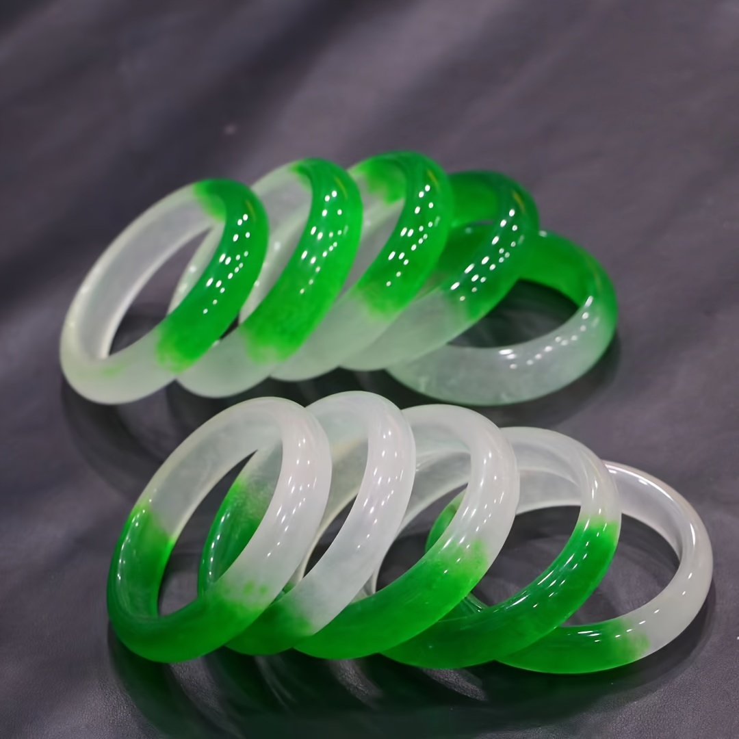 ヴィンテージ風 天然石バングル 半分白＆緑 デザイン メンズ用 jewelry 