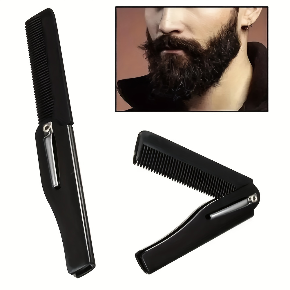 

Compact Folding Beard Comb - Durable Plastic, Pocket-sized For & Styling