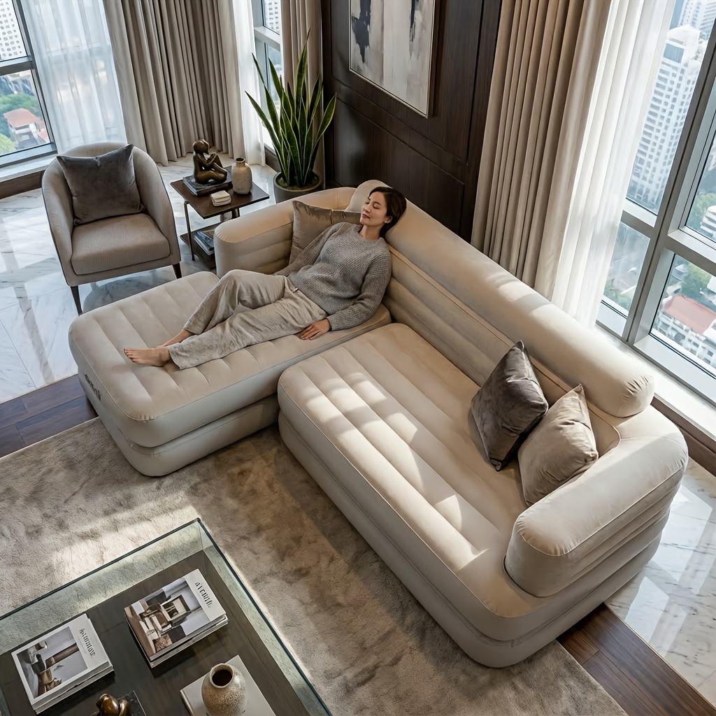 venter extra large luxury inflatable sofa   and wear resistant flocked fabric convenient and portable suitable for indoor and outdoor scenes such as living room balcony bedroom camping party dinner park etc