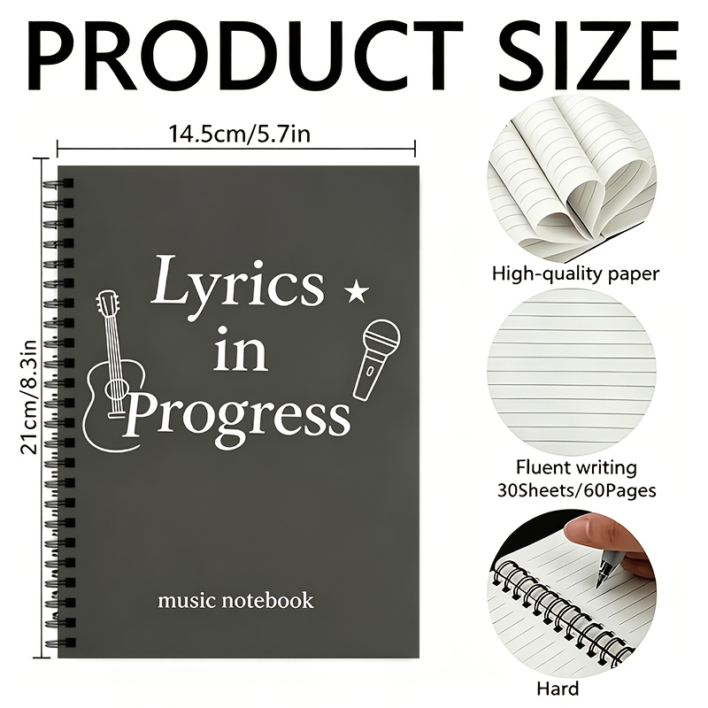 TEMU A Spiral-bound Notebook Featuring A Music Theme, With (60 Pages) Of Inner Paper; An Excellent Gift For Music Lovers For Christmas, Birthdays, Or