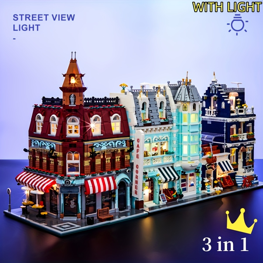 european architecture scene with   illuminated building   street   street model kit abs plastic ideal for christmas and birthday gifts architecture building kits