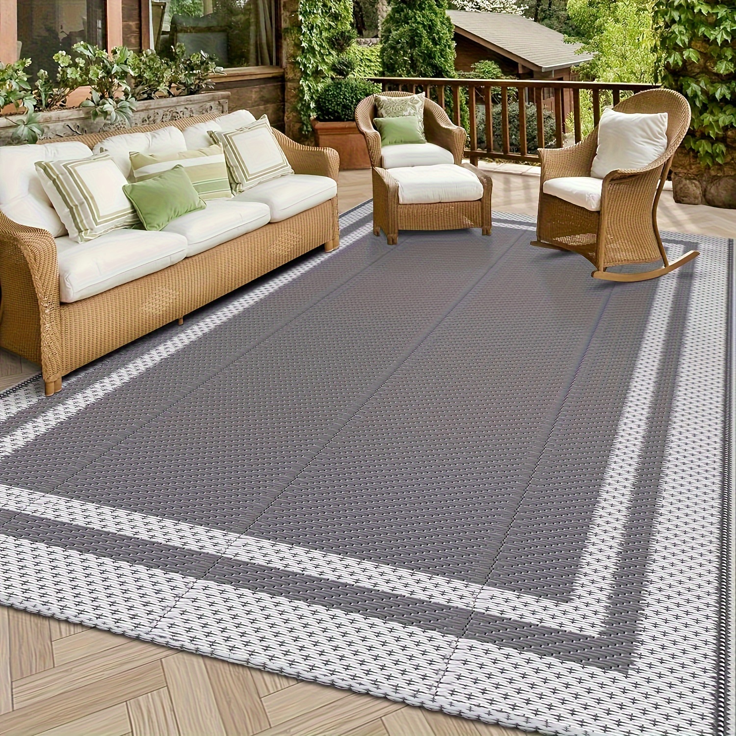 Area Rug for Outdoor Reversible 6'x9' feet deals - Grey