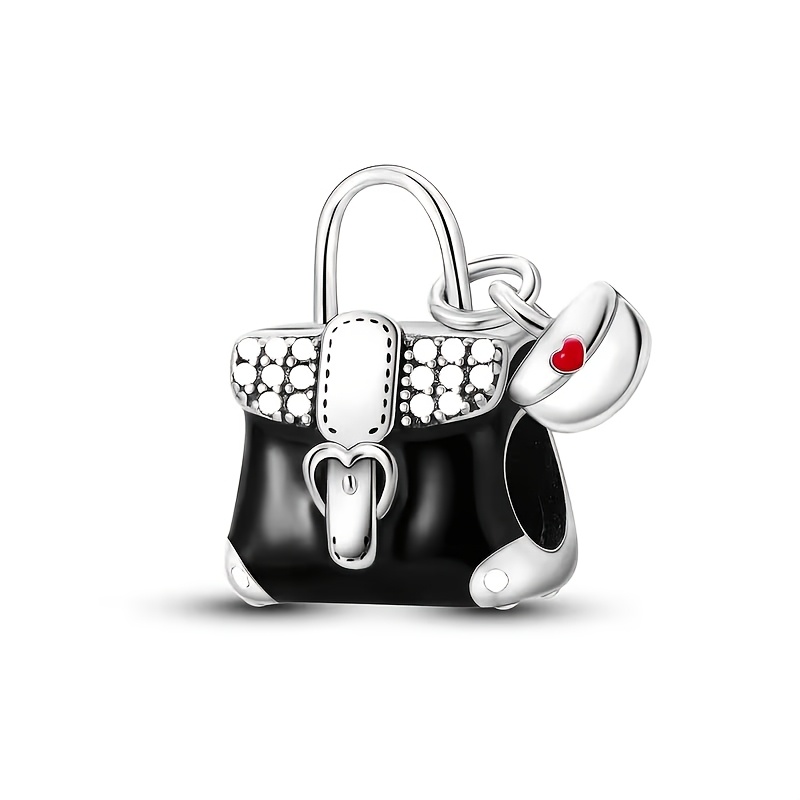 TEMU S925 Silver-plated Delicate Heart-shaped Bag Charm, Stylish For Diy Bracelets, Bangles And Necklaces. Perfect Jewelry Accessory And Gift For