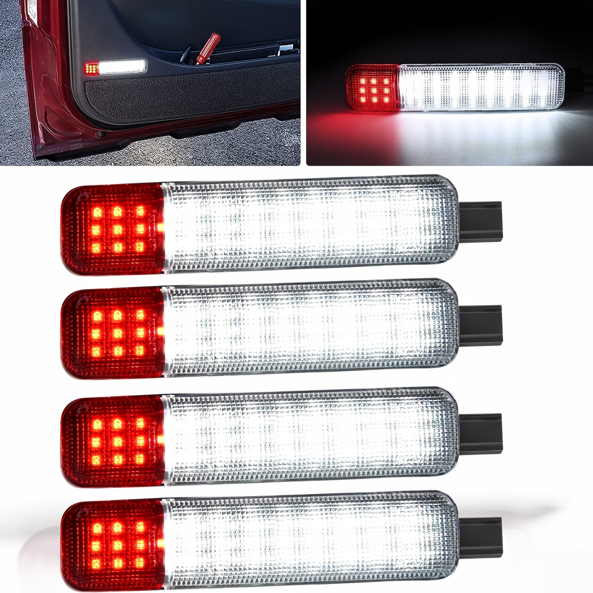 TEMU 4pcs Led Interior Door Panel Light Courtesy Lights White Red For Chevy For Silverado Sierra 1500 2500 3500 Hd For For Hummer H2