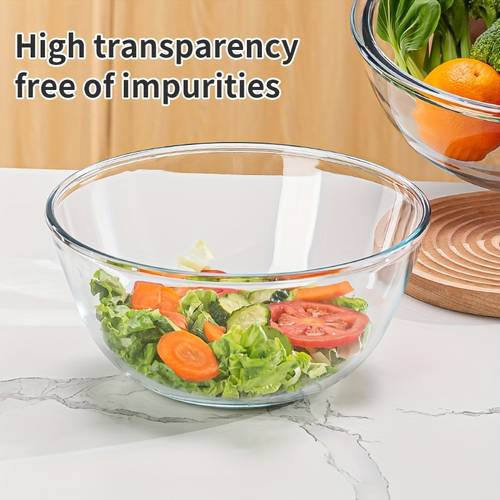 ensemble de 3 à salade en borosilicate épaissi, bol mélangeur transparent, qualité alimentaire pour service, salades, cuisson , micro-ondes et lave-vaisselle