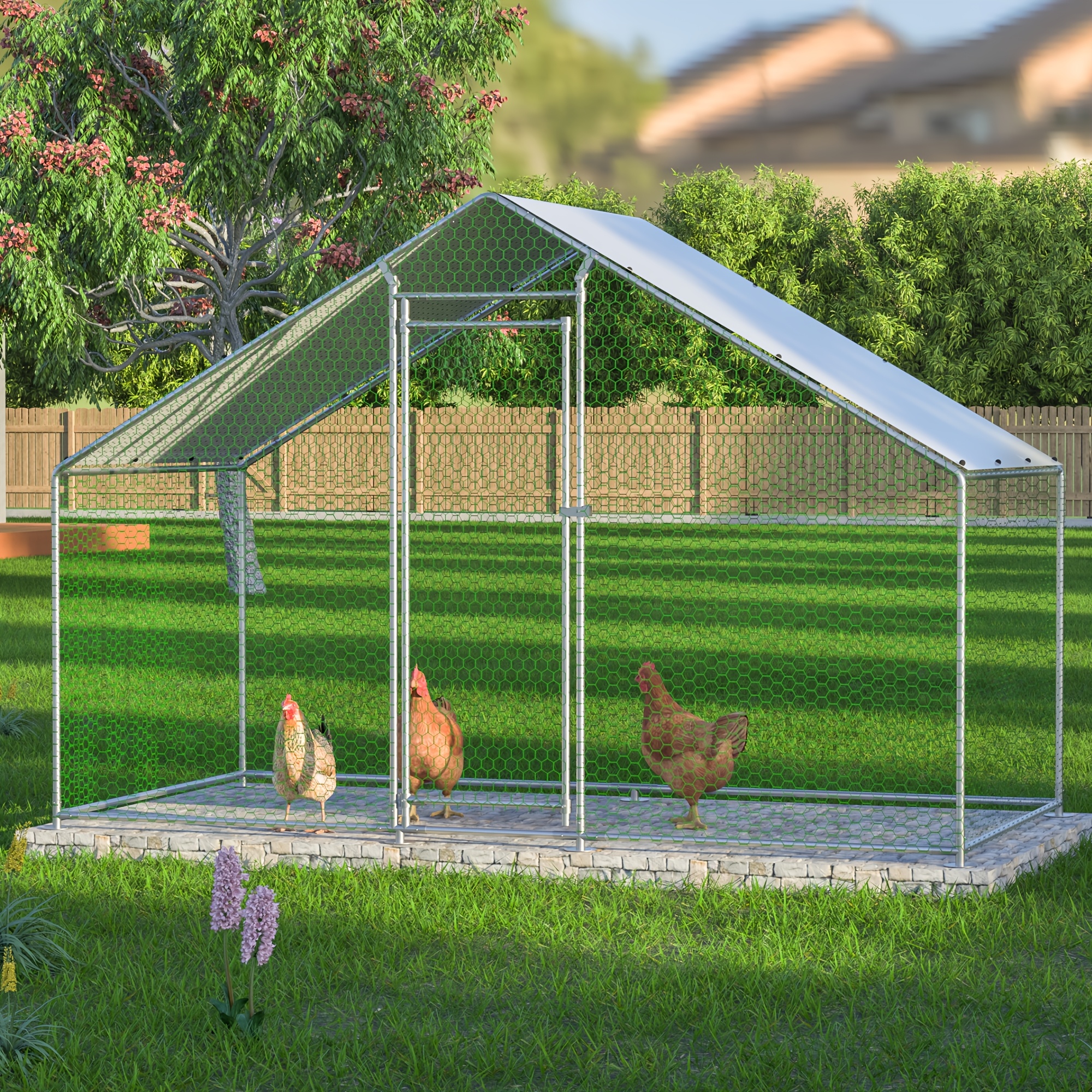 TEMU Small Animal 3x1.5x2 Meters, With Safety Lock And Waterproof Pe Tarpaulin, Suitable For Chickens, Rabbits And Other Domestic Small Animals