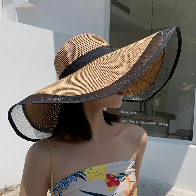 LACE TRIM WIDE Brim Outdoor Travel Beach Sunscreen Hat Summer Hat