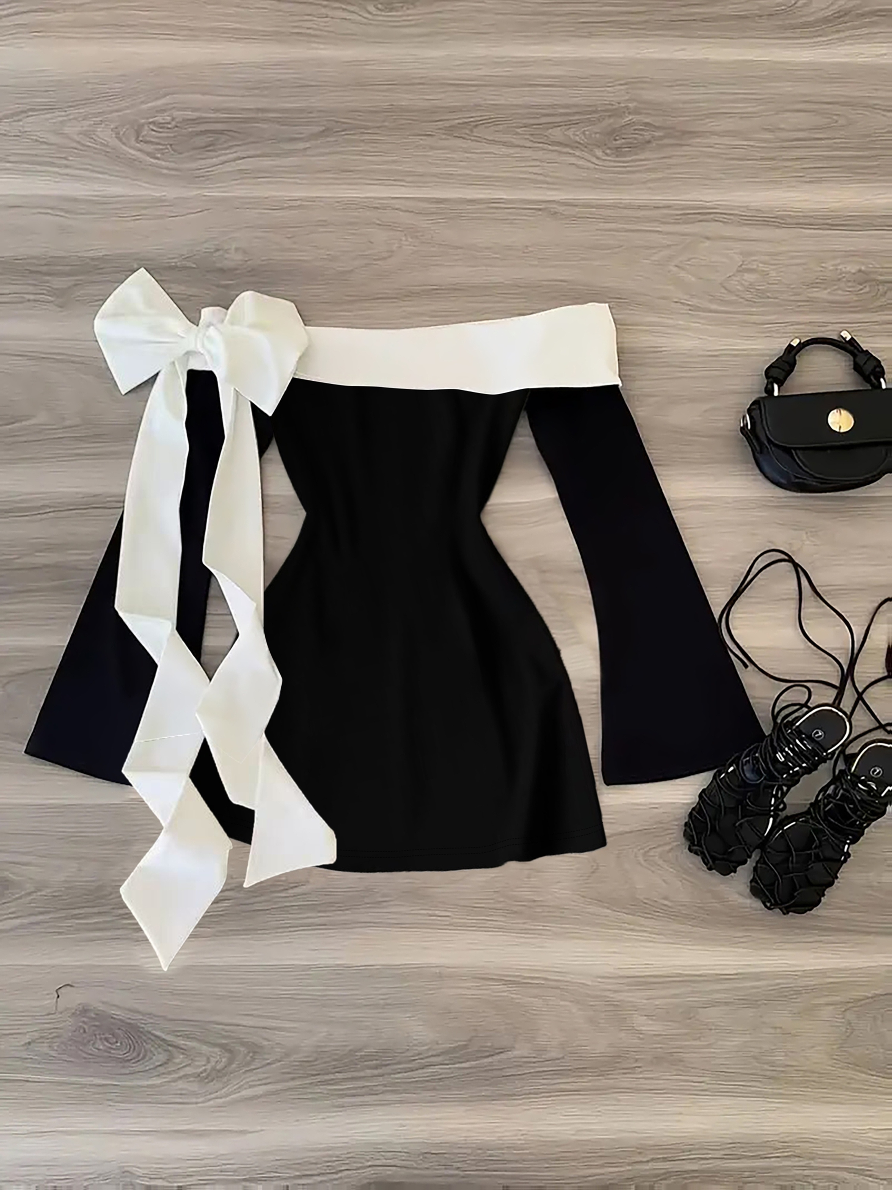 black tie short dress Kesy Bow Tie Mini Dress | Black | Womens main image 0