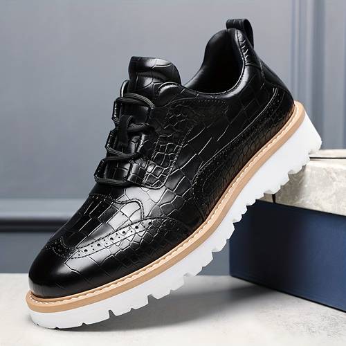 mens light luxury large dock layer cowhide fashionable new lace up casual shoes comfortable wear resistant non slip rubber sole suitable for office travel dressing 60818