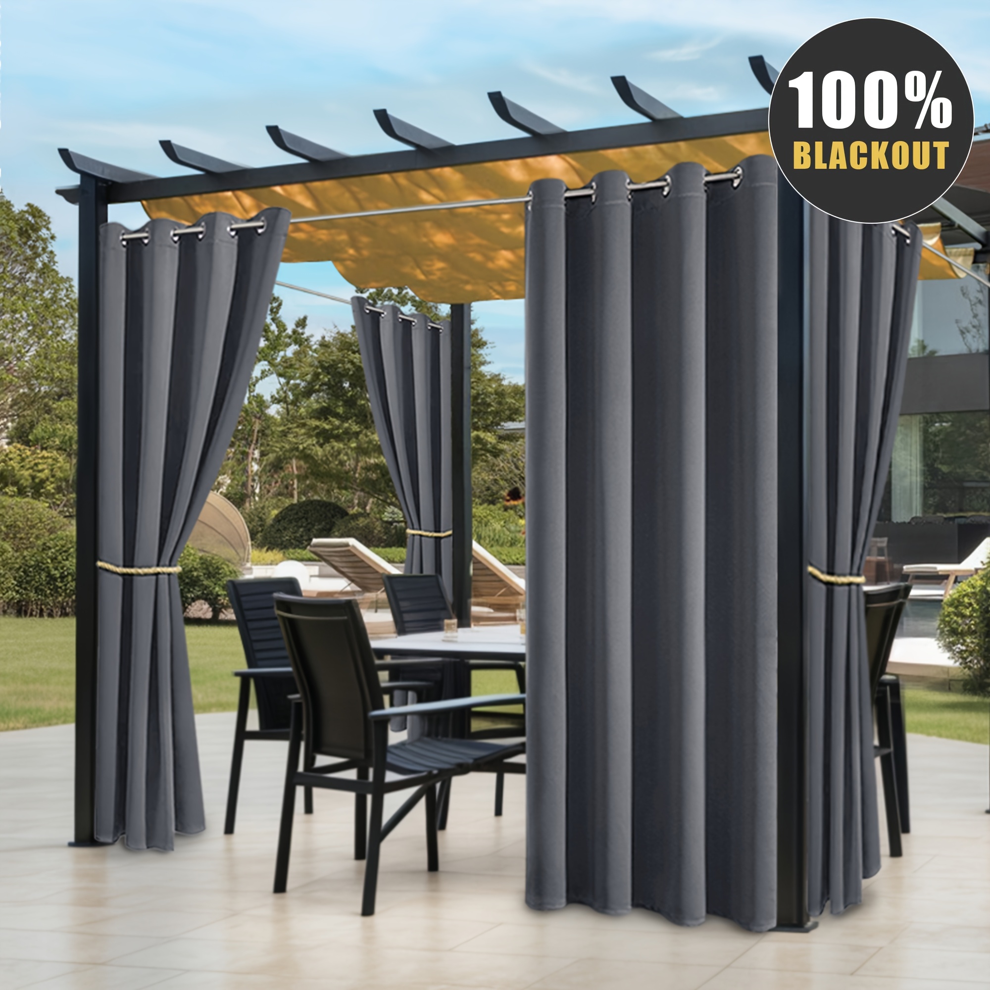 FaceYee Rideau Semi-voile Imperméable à œillets Pour Porte De