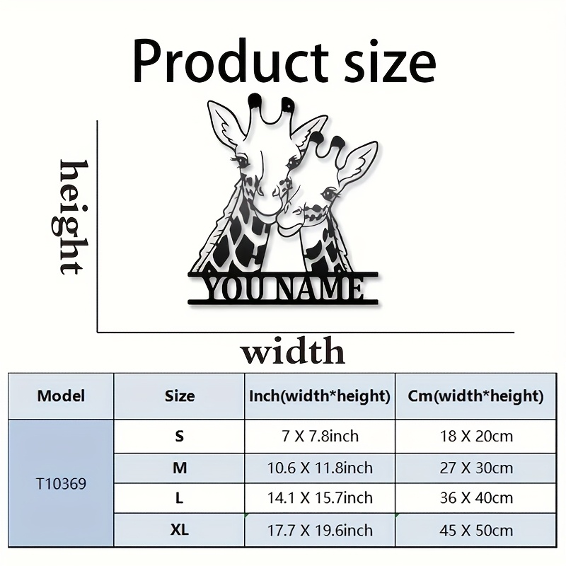 TEMU 1 Gepersonaliseerde Giraffe Metalen Wanddecoratie - Op Maat Gemaakte Decoratie voor Thuis, Kantoor of Buitenruimte met Gestileerde Kop en "Jouw