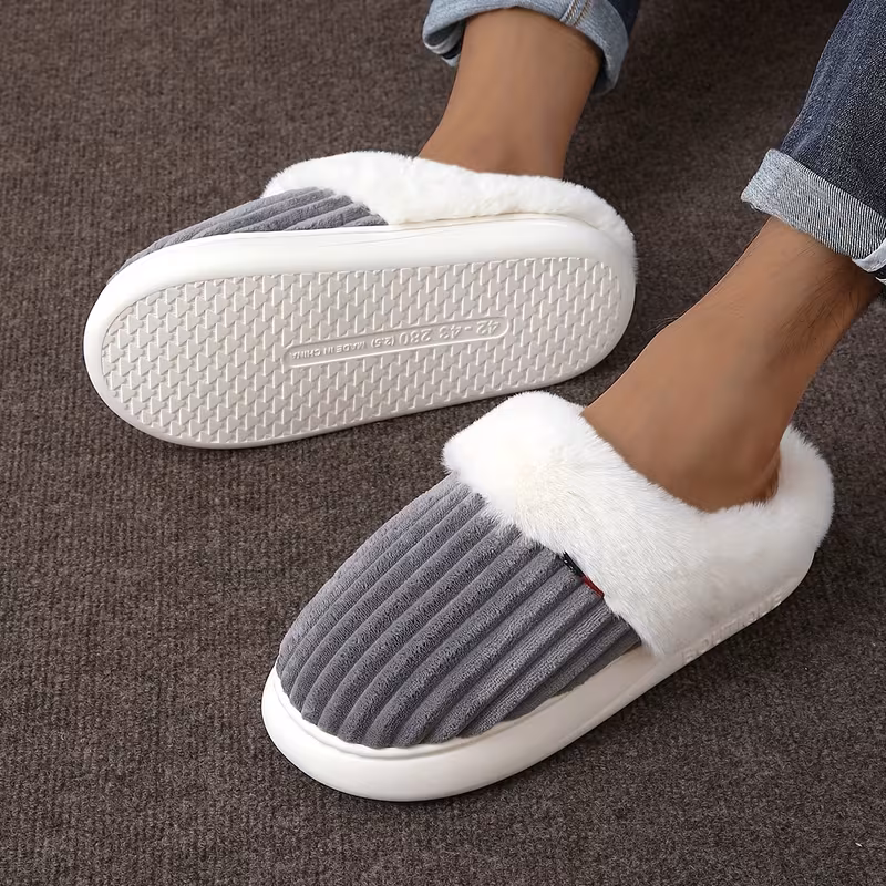 womens plush fleece lined winter slippers thick warm indoor house shoes with plush lining arch support soft fabric upper arch cushioning slip for cold floors indoor slippers indoor footwear plush lined interior Product details 9