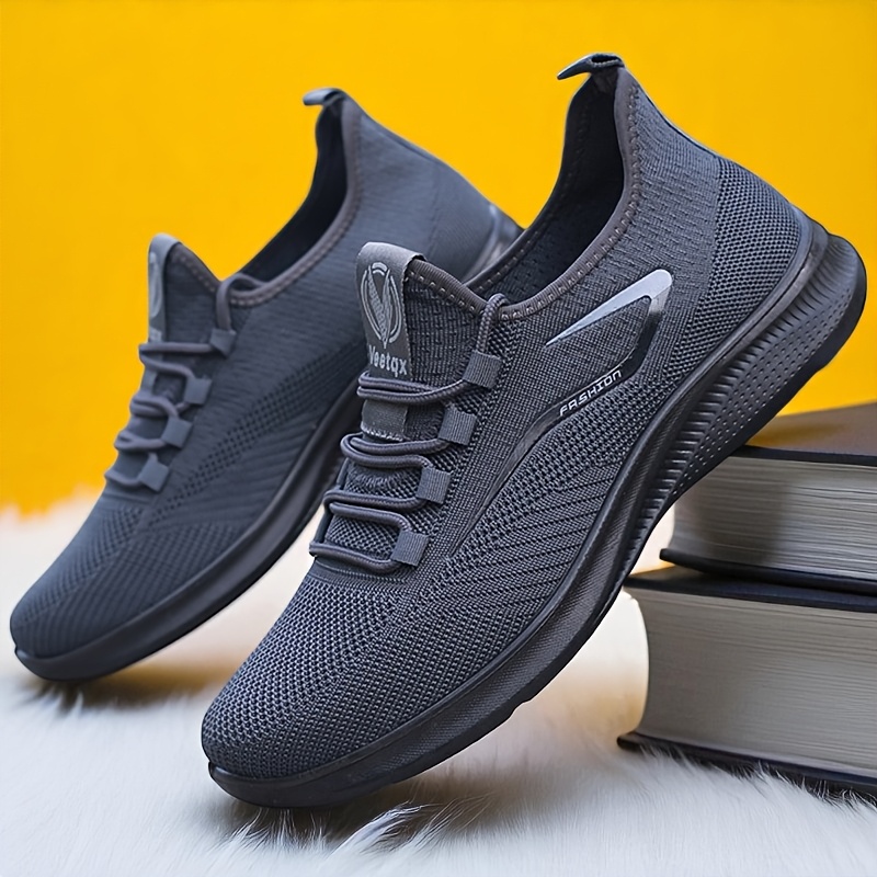 2025 mens breathable knit casual sneakers slip soft sole running shoes