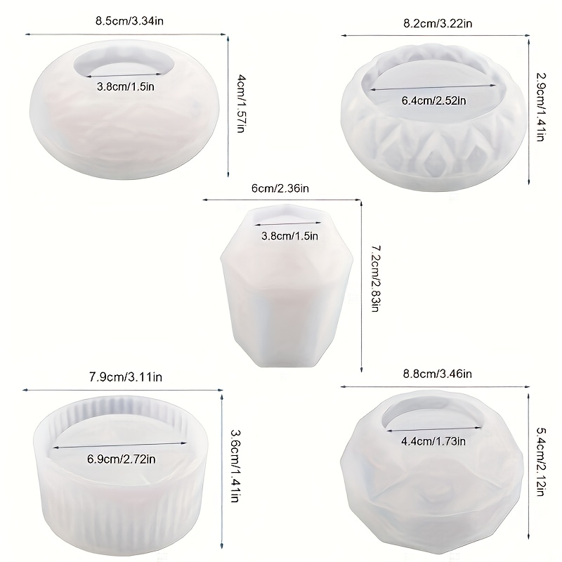 TEMU 5pcs Multi- Silicone Mold For Flower Pots, Vases & Succulent Plant Pots - Reusable Irregular Shape Cement/epoxy/plaster Resin Molds With Pottery