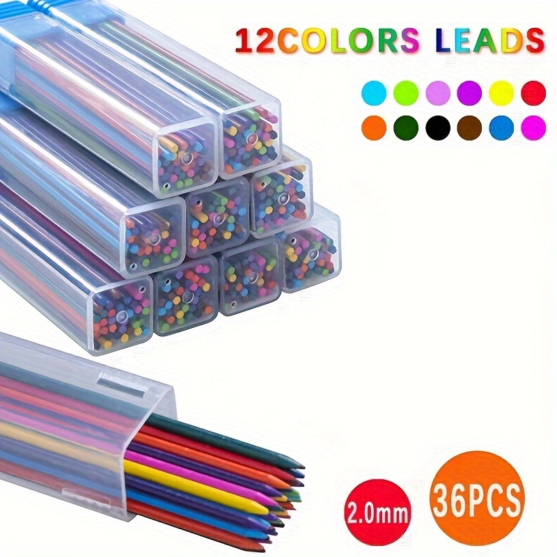 

36 Pack 2.0mm Colored Mechanical Pencil Refills - Multi-color Lead Set For Art, Drawing & Design, Ideal For Students & Professionals, No Feathering, Age 14+