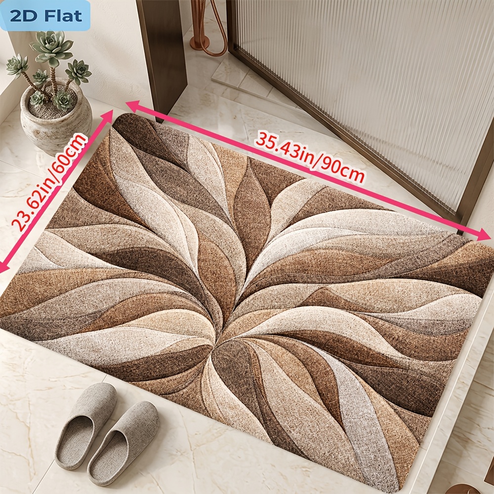 TEMU 2d Flat, 2d Flat, [2d Flat] Leaf Pattern, Bathroom Non-slip Mat, 850g/m2 Velvet, Dot-embossed Base, Modern Minimalist,