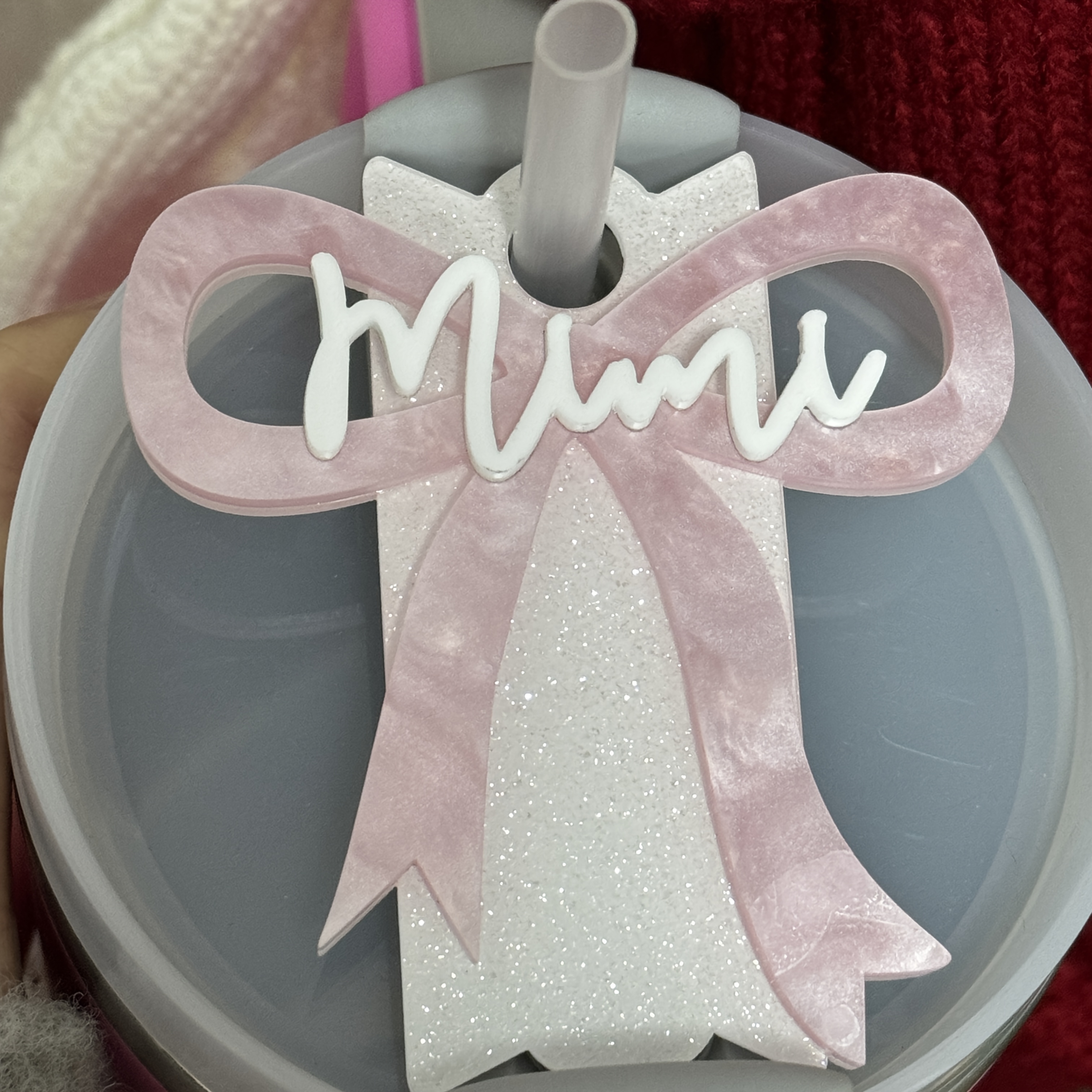 

1pc Personalized Acrylic Cup Topper With Custom Lettering And , Name Tag Accessory For Tumblers, Ideal For Daily Gifting And Holiday Presents - Fits Most Cup