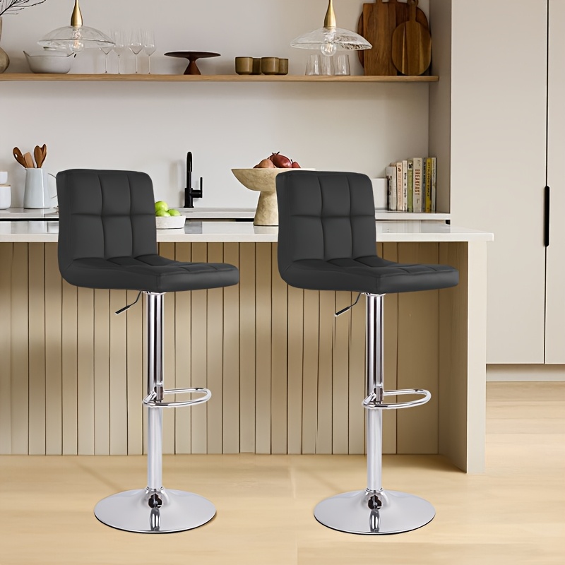 

Bar Stools Set Of 2/4! Adjustable Pu Leather Swivel Bar Stools, Reception Chair Modern Counter Stools With Back And Footrest, Counter Height Bar Stools Suitable For Office Bar Kitchen Dining Room