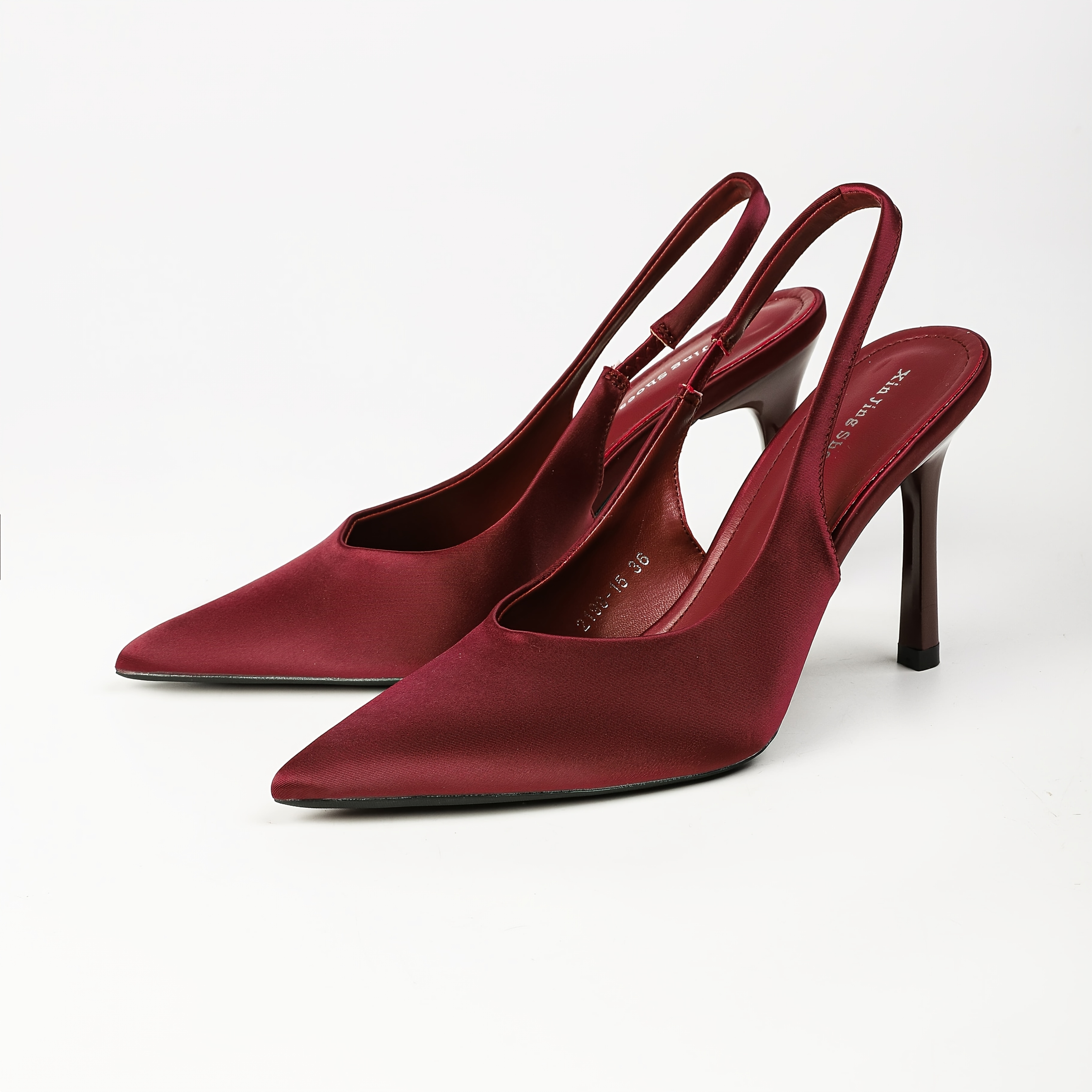 Image of Elegant Women's High Heels, Satin Pointed-toe Ankle Strap Stiletto Sandals, Women's Summer Outfit, Wedding Temperament, -back Single Shoes, Women Shoes