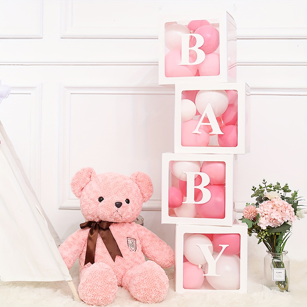

Set, 25cm/9.84inch Baby Letters Paper Transparent Box Set, Happy Birthday Decoration Balloon Box, Baby Shower Decoration 1 Year First 1 1st Birthday Birthday Party Decor, Gender Reveal Decor
