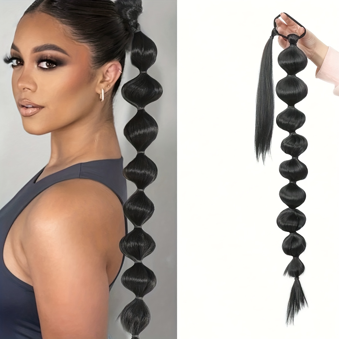 maotou braided hair extensions with highlighted bubble braid and lantern braid details 1