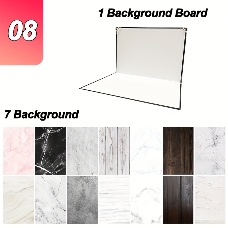 E-shop 29x21cm Fotografie-Hintergrundplatte 7-teiliges Set, 2-seitig, Holzoptik Studiohintergründe, Hochwertige Foto-Requisiten