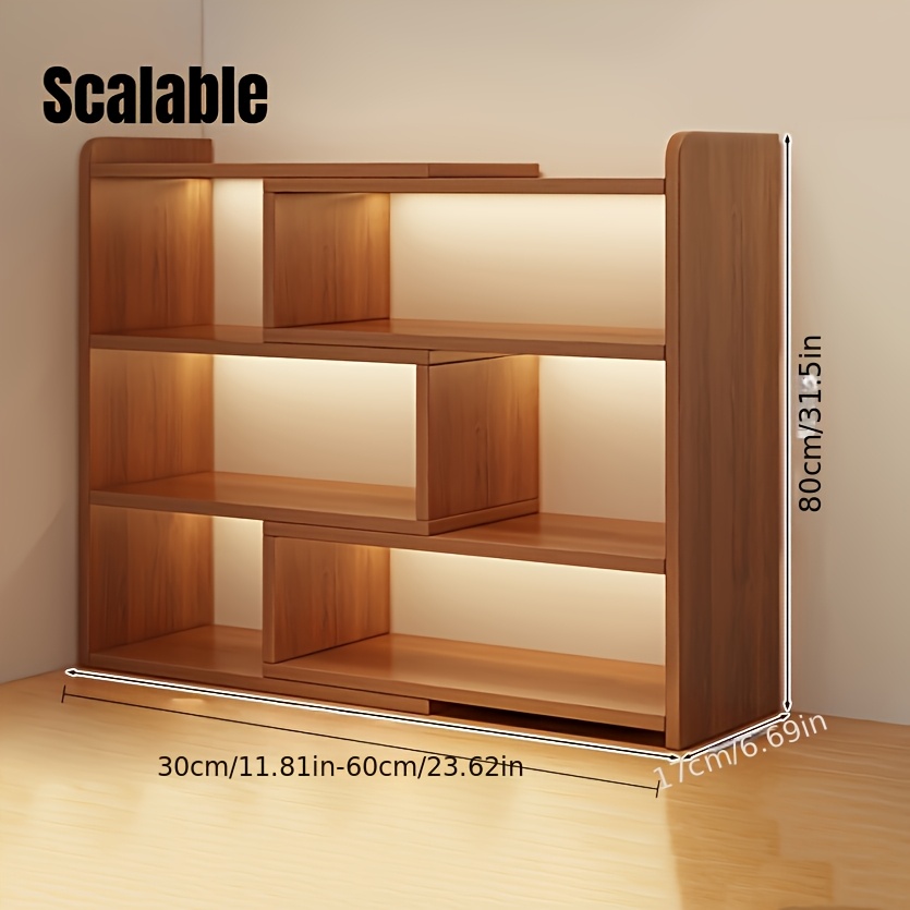 3 tier wooden desktop bookshelf vertical storage organizer for office and wood bookshelf for books and accessories freestanding design independent structure bookshelve details 2