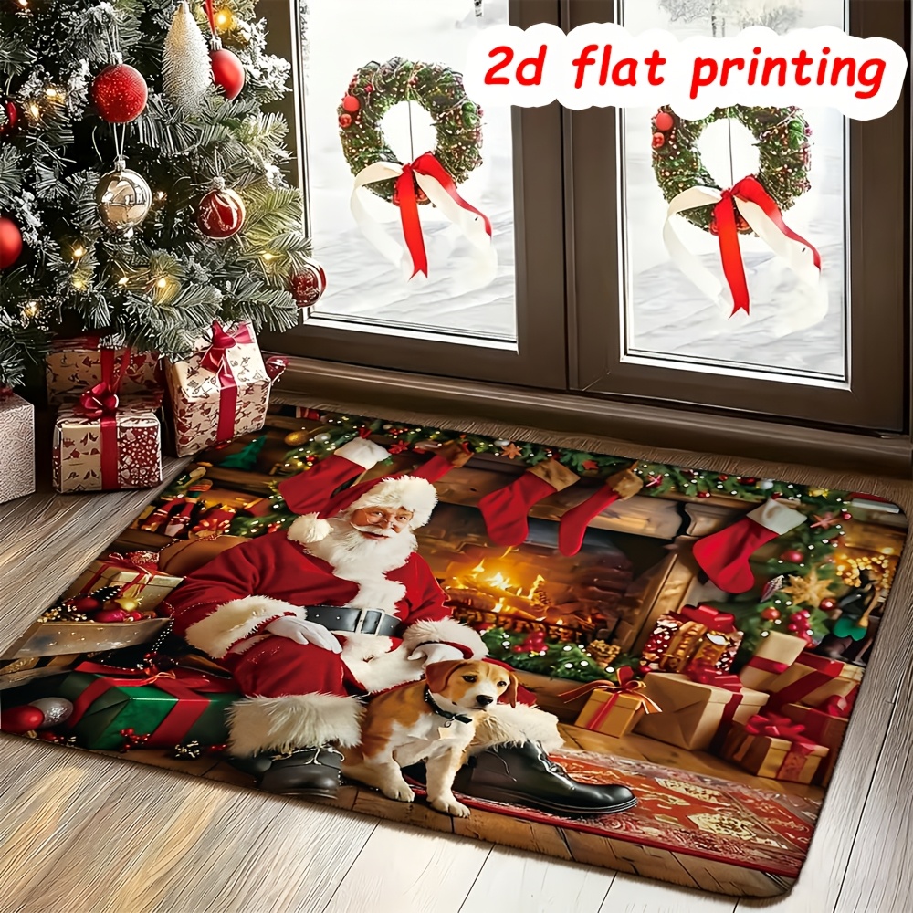 TEMU 1pc New Santa Claus, Christmas, Christmas Gift Decor, Carpet - Living Room, Bedroom, Entrance Doormat And Dining Room, Outdoor Terrace, Garden