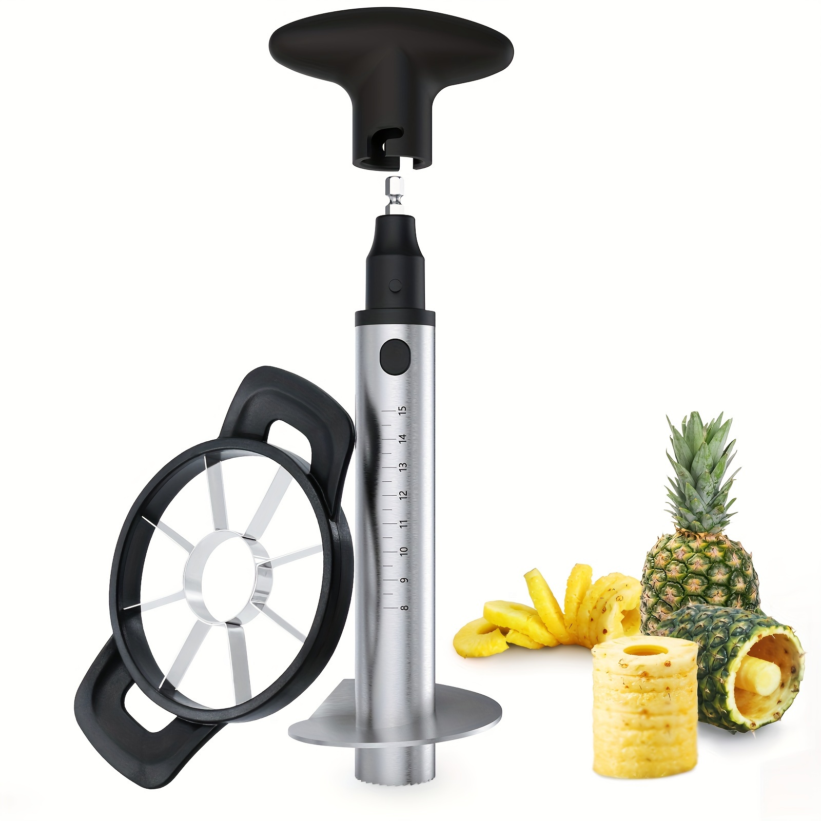 

Pineapple Corer Cutter, [upgraded, Electric & Manual] Stainless Steel Fruit Pineapple Slicer With Electric Drill Accessory [easier & Faster], Sturdy Pineapple Core Remover Kitchen Tool