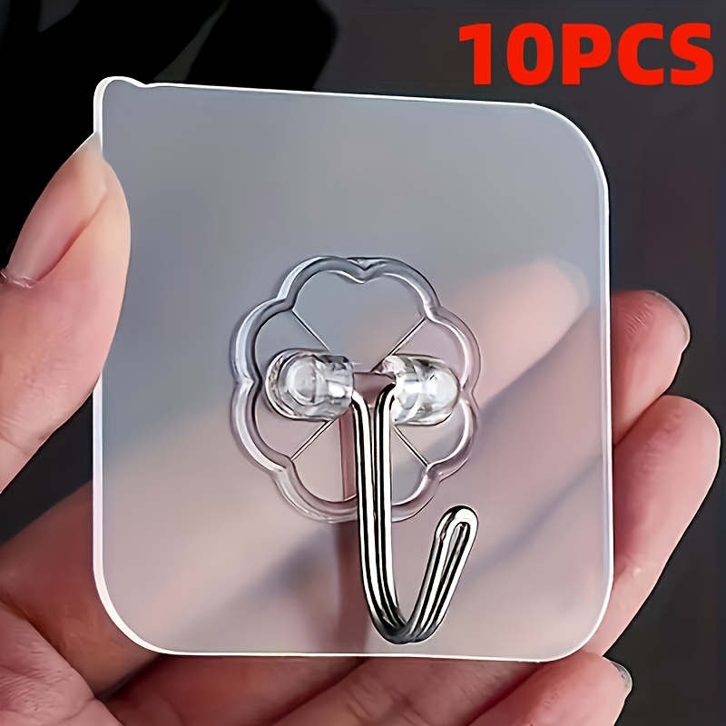 Image of 10/20/30pcs Set Of Seamless Wall-mounted Hooks - Plastic Practical Hook Set For Keys, Hats, Towels - , No Drilling Required, Self-adhesive, Suitable For Bathroom, Bedroom, Office, Kitchen Storage