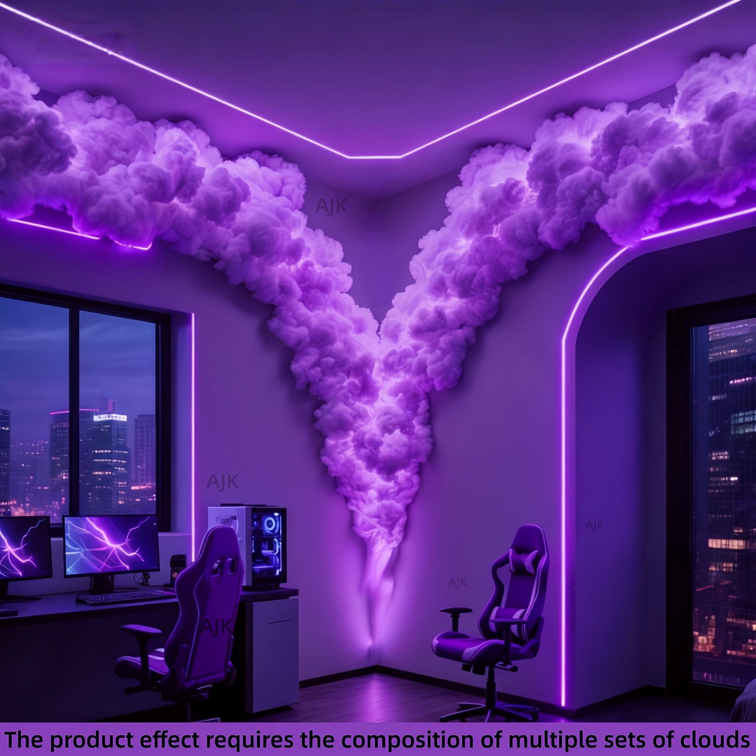 AJK 281.99cm 3D Lightning Cloud Light, USB Powered
