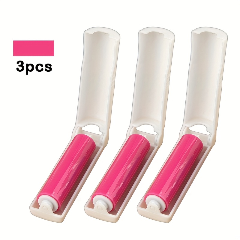 Image of 3pcs Mini Folding Lint Remover Brush, Portable Manual Hair Removal Roller Brush, Compact Travel Sticky Lint Brush For Clothes And Laundry