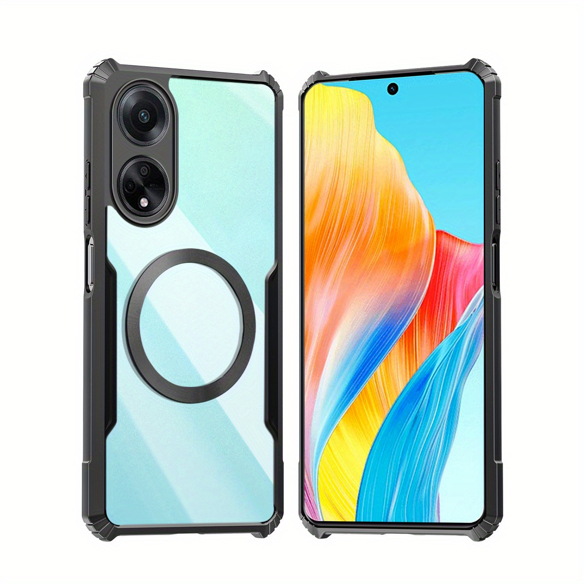 TEMU Phone Case - Shockproof Soft Cover Case With Magnetic , Designed For Oppo A98 5g, Featuring A Transparent Acrylic Back For Camera Protection