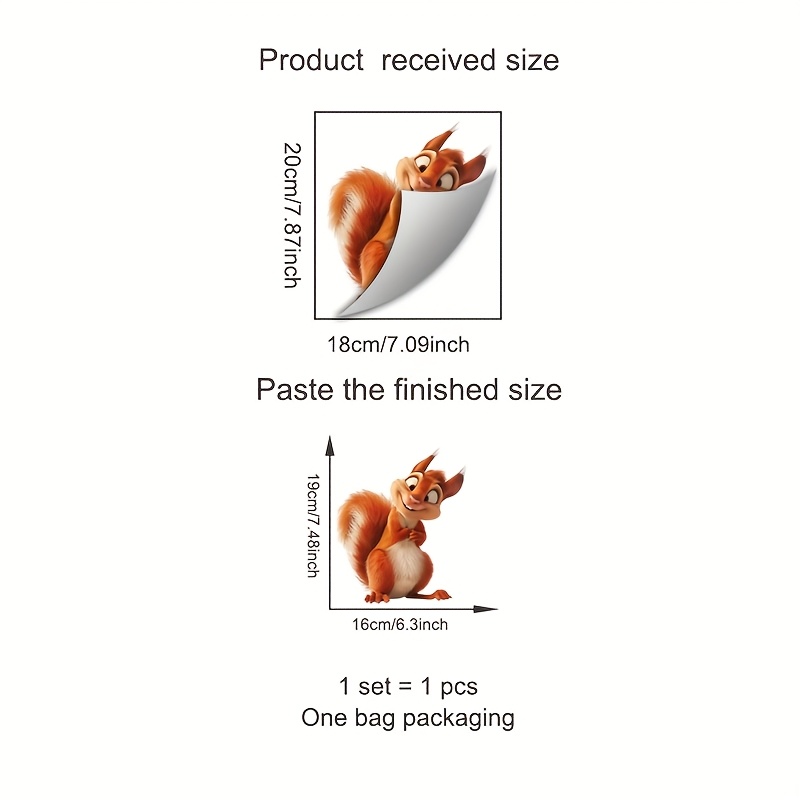 1pc Of Squirrel Window Sticker - Self-adhesive, Disposable Cute Squirrel Decoration With A Funny , Suitable For Home, Office, Bathroom - Adorable Animal Decor (easy To Apply) - For , Romantic Design