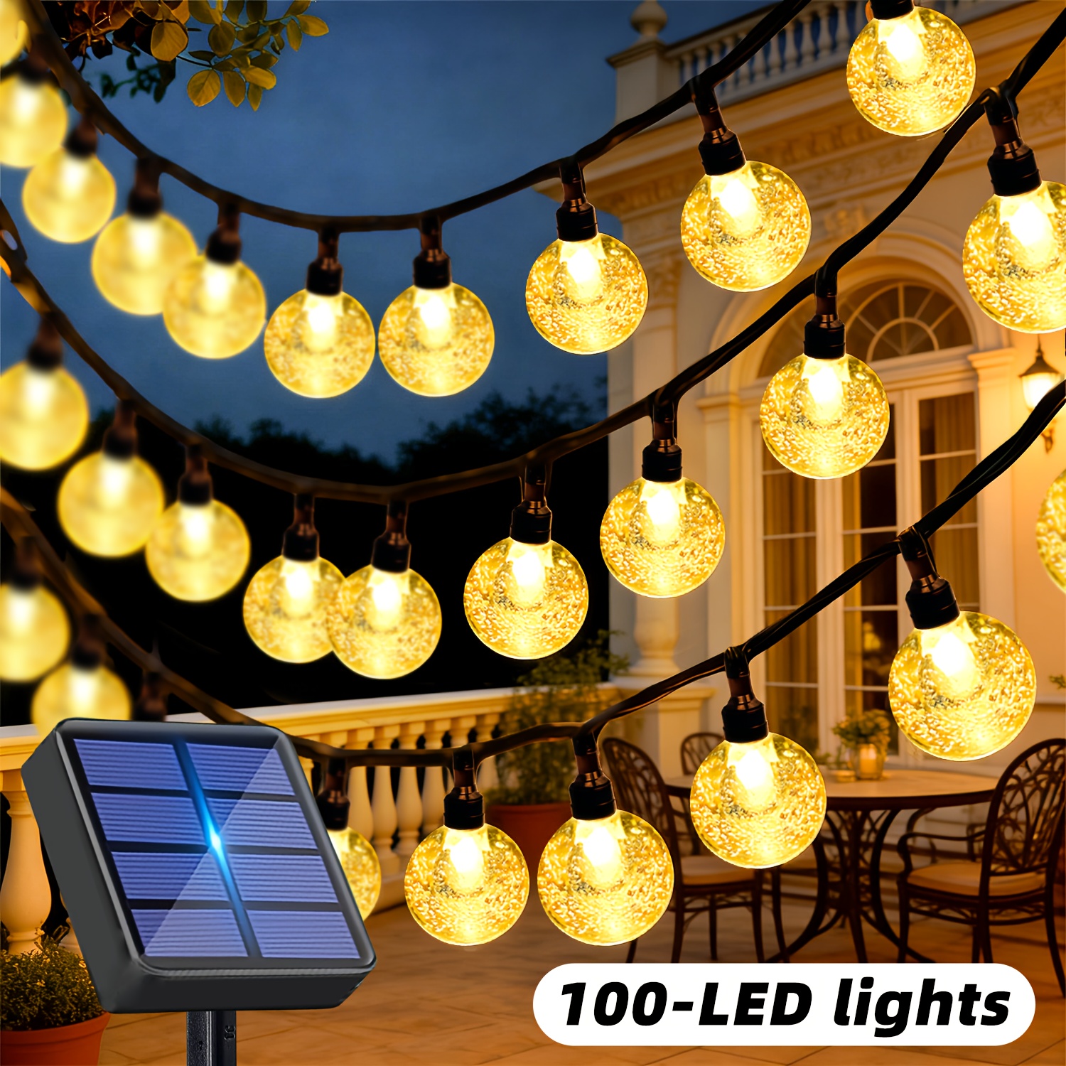 Image of Solar Powered 6.2/8.2/13.2m Fairy String Lights, 12 Twinkling For Christmas Wedding Birthday Balcony Fence