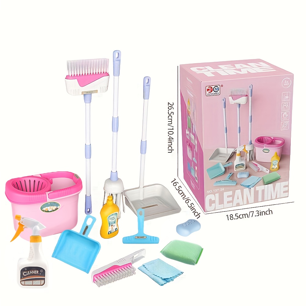 Children's Pretend Play Cleaning Tools Set - Broom And Mop Toy Cleaning Set