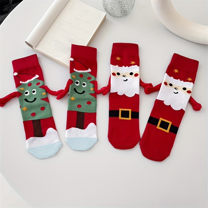 

Christmas Santa Holding Hands 's Matching Long , , And , Knit, And , Washable - For