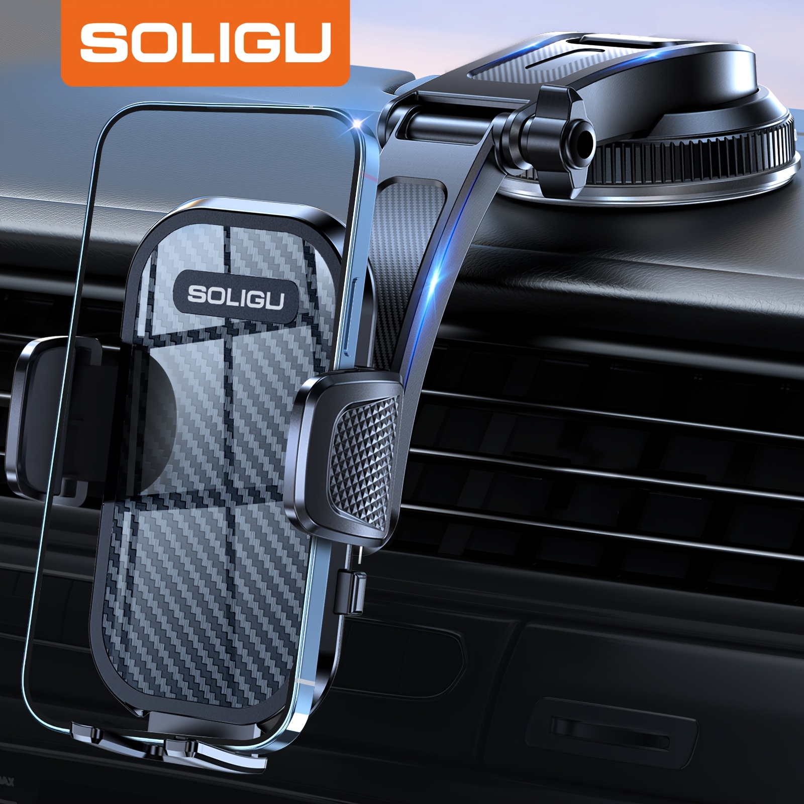 

Soligu Universal Car Phone Holder For Car Dashboard, Strong Suction Cup, Horizontal And Vertical Viewing Options, , Universal With All Phones.