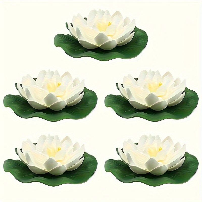 

5pcs Artificial Lotus Flower Set - Foam Water Lily Pads, Floating Pond Decor, Freestanding Outdoor Decorations, No Electricity Required