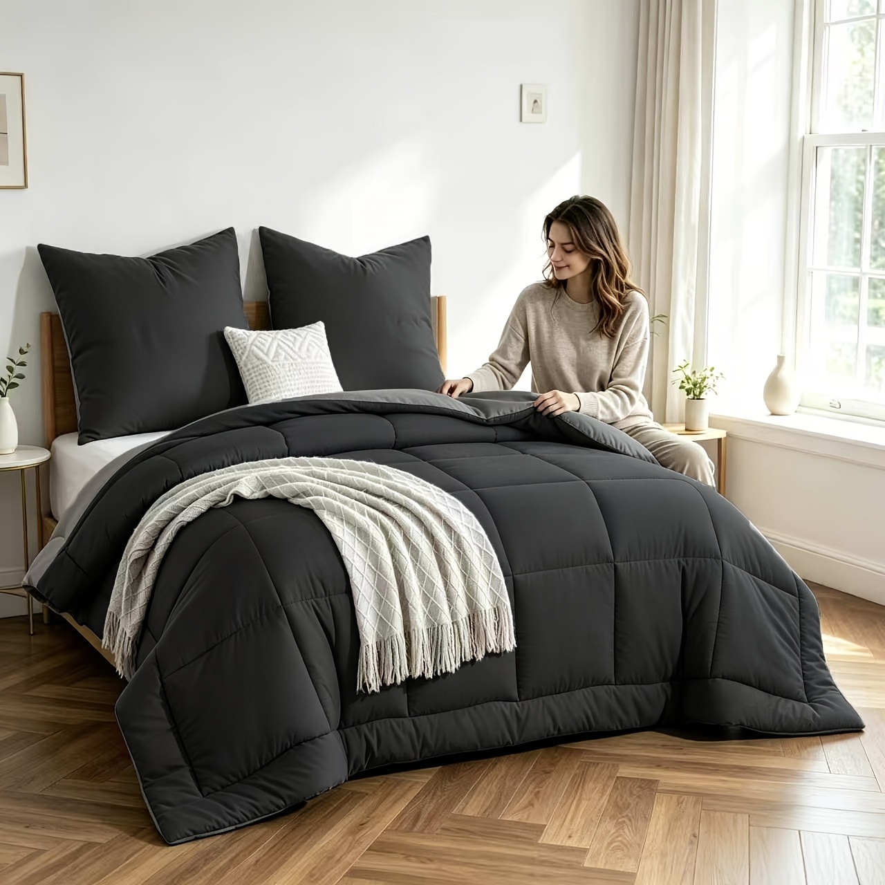 TEMU Tifschiaf Duvet Without Cover As A Set, Duvet With Integrated Cover | 1 Duvet   1 Pillowcases, Suitable For Allergy Sufferers, Washable 4-season