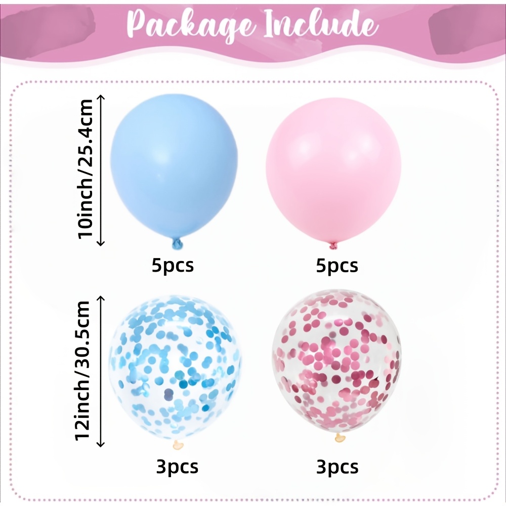 TEMU Juego de globos azul polvo de 16 piezas – Globos de látex y azul combinados con globos de lentejuelas en combinación . Adecuado para fiestas de