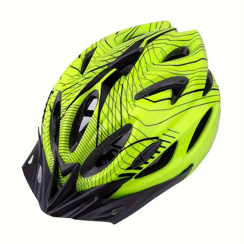 youth bike skate helmet with pc shell eps foam adjustable head size removable washable liner visor 18 ventilation holes for cycling for men women neon safety headgear