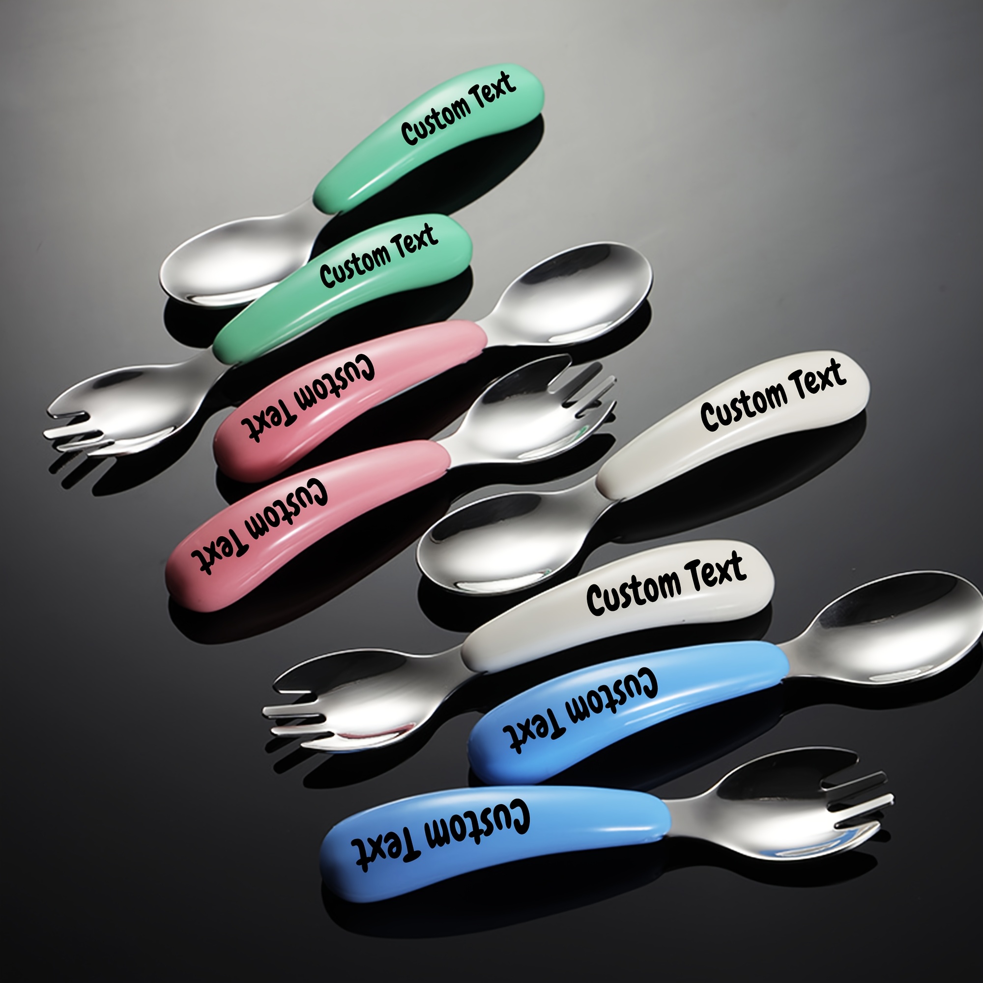 2pcs customizable stainless steel cutlery set personalized engraved name food grade silicone handles perfect birthday gift for   versatile for   picnics Product details 4
