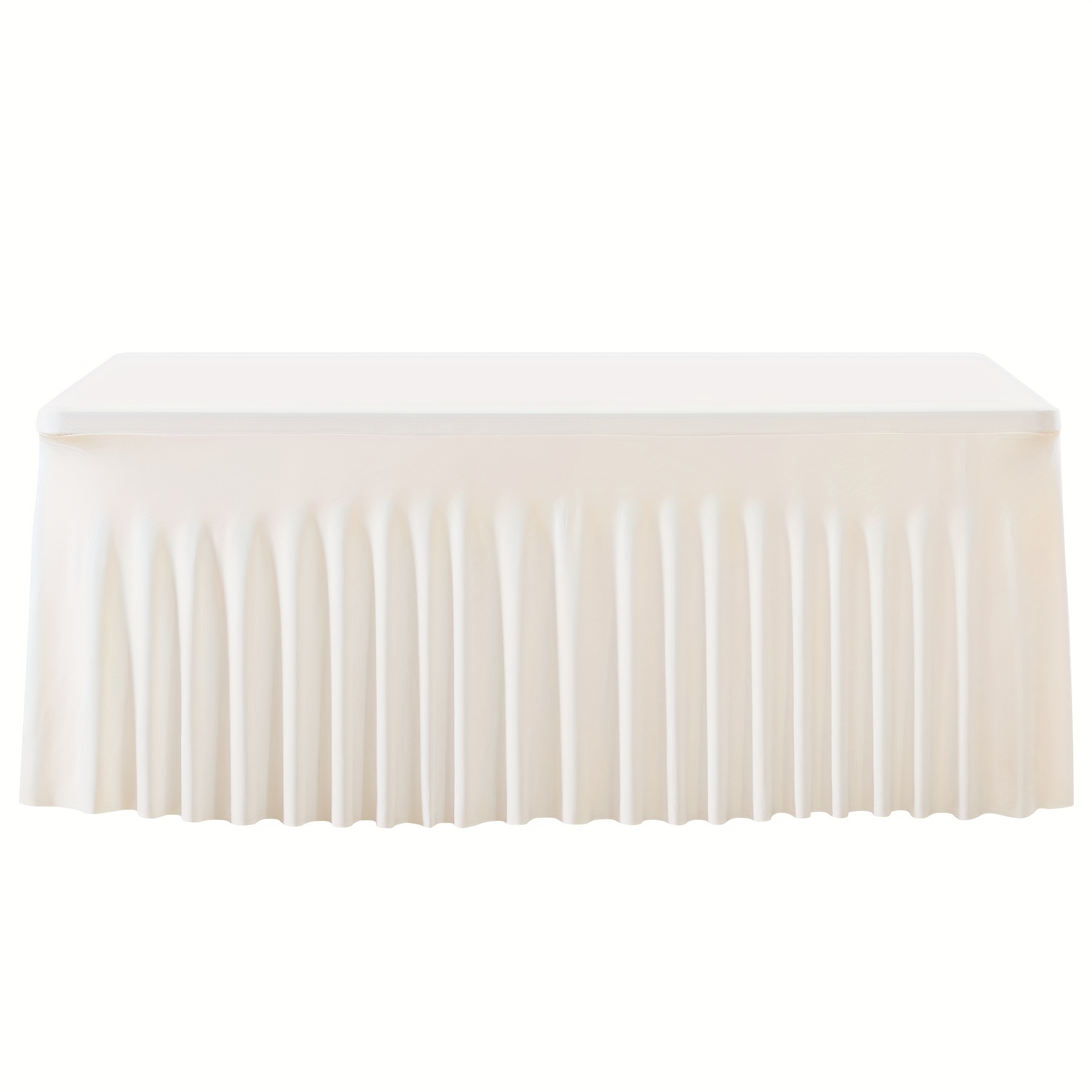 TEMU 8ft 1pc Polyester Spandex Blend Rectangle Dessert Table, Stretchable, Wrinkle-free, Tight Fitting, Table Cover - For Weddings, Birthdays,