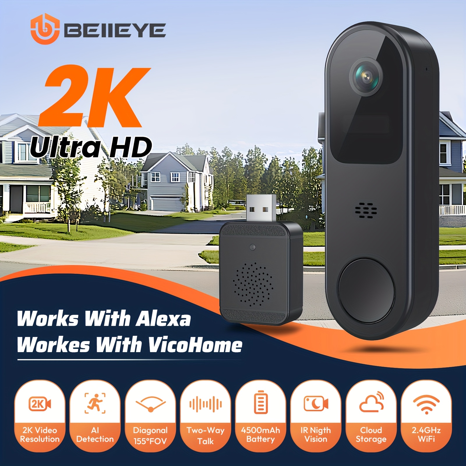 wireless doorbell camera 2k hd 1920 Temu