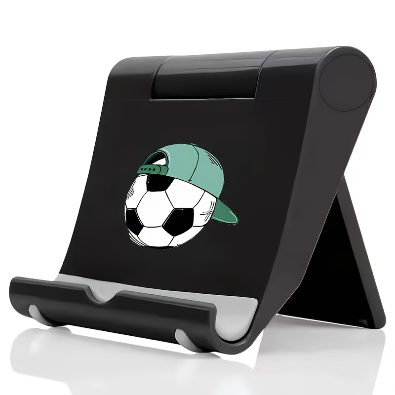 TEMU Soporte plegable y ajustable para teléfono y tableta, 1 pieza, con estampado de balón de fútbol y gorra de béisbol, soporte portátil adecuado