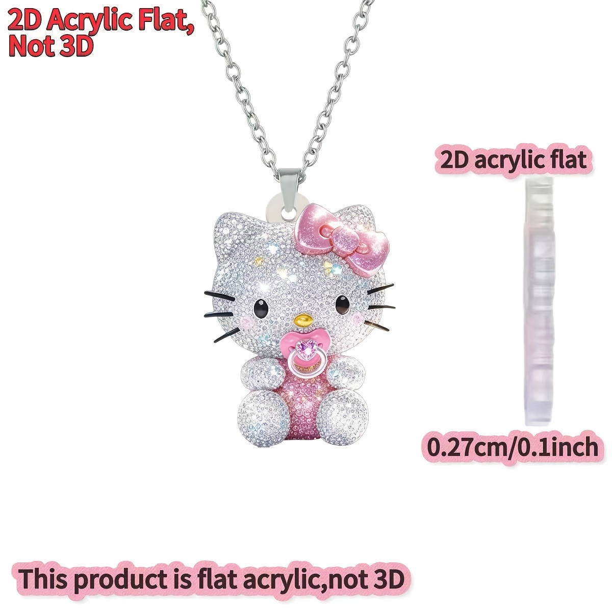 E-shop 2D Flat] 1 Stück, Acryl Neue Herren Damen Halskette, Niedliche Kitty Katze Anhänger Mode Pullover Kette, Ideales Geschenk für Geburtstagsparty