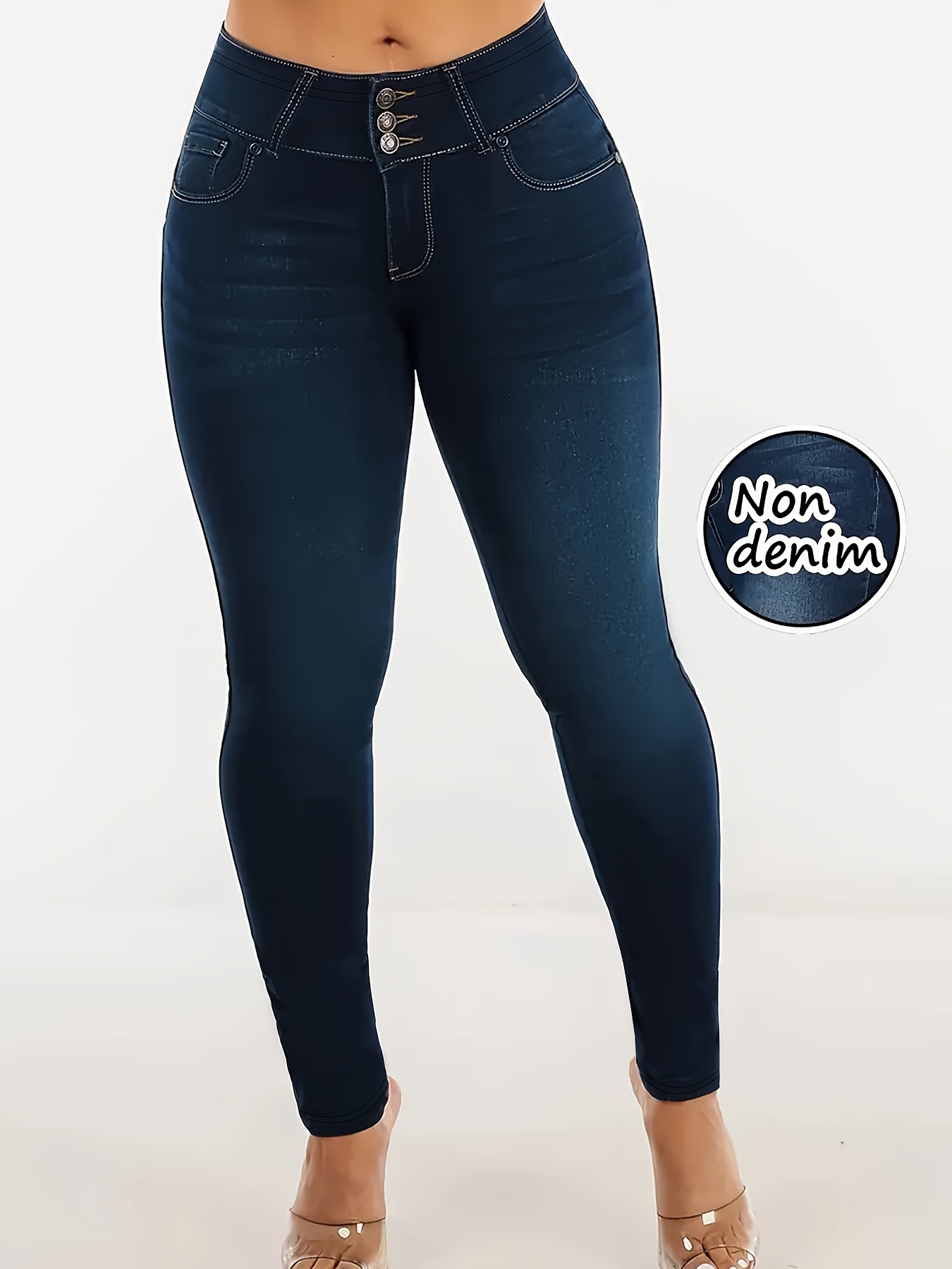 Printed Legging - Not Denim Fabric, Non-Denim/Non-Jeans, Imitation Denim Printed Leggings, Tight-Fitting Pants, Outdoor Sports Yoga Pants