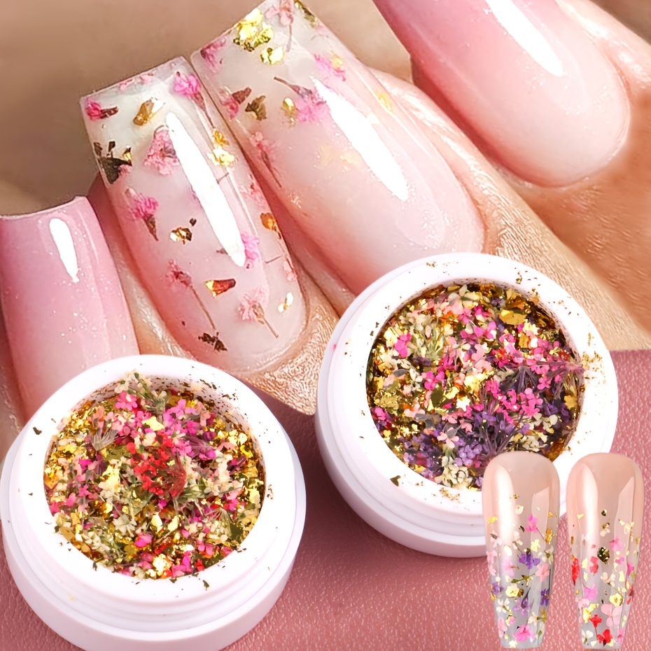 Artificial Flowers Petal With Flakes Nail Charms Nails Art Decoration 3d Mini Daisy Chrysanthemum Pressed Mini Floral Summer Wedding Summer Flowers Sequins Nail French Tip Additions Supplies