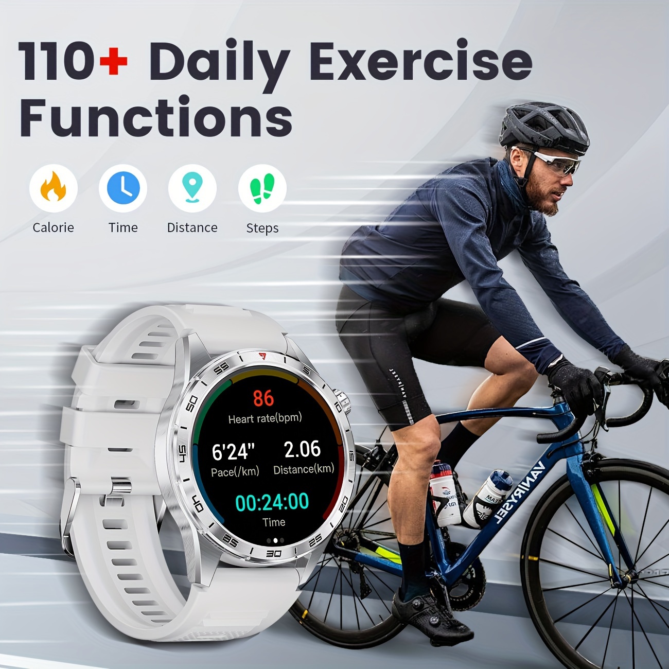 Montre Connectée SIEMORL pour Hommes - Écran AMOLED 1,43 Pouces Toujours Allumé avec Appel sans Fil, 110+ Modes Sportifs, Lecteur de Musique, Suivi d'Activité et Prévision météo – Compatible iPhone & Android